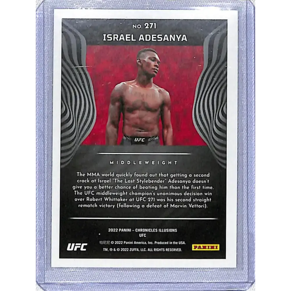 2022 Panini Chronicles Illusions UFC #271 Israel Adesanya NM-MT - UFC/MMA Card Single