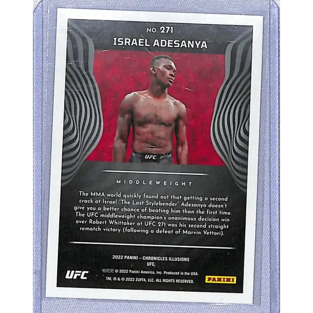 2022 Panini Chronicles Illusions UFC #271 Israel Adesanya NM-MT - UFC/MMA Card Single