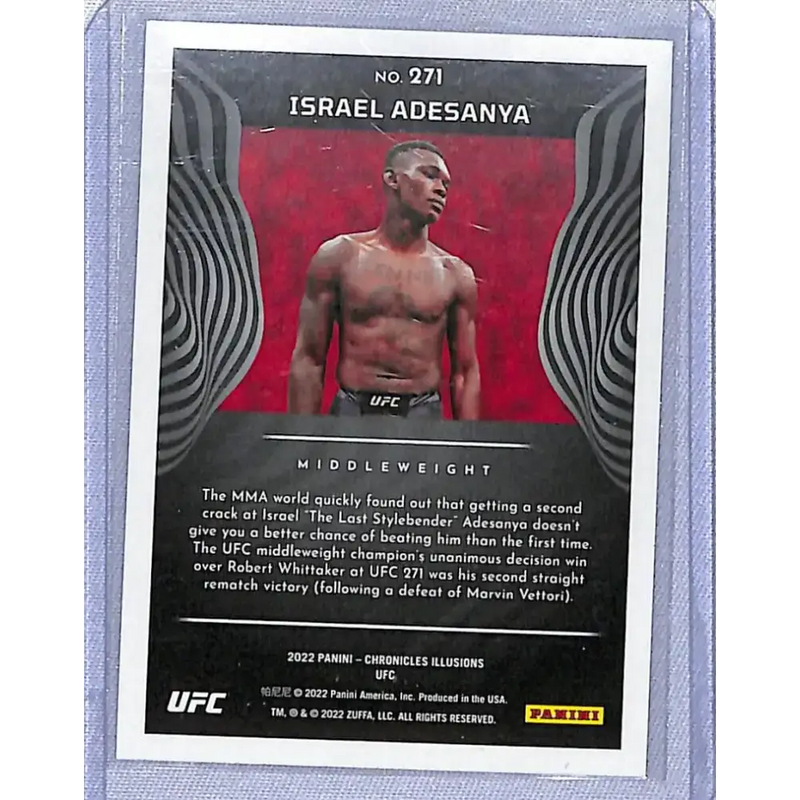 2022 Panini Chronicles Illusions UFC #271 Israel Adesanya NM-MT - UFC/MMA Card Single