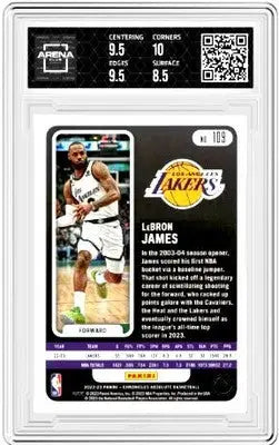 Graded Panini Chronicles LeBron trading card featuring LeBron James from 2022 Panini Chronicles