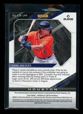 2022 Panini Chronicles Limited Jake Meyers #LS-JM Player-worn patch RC Baseball - Baseball Card Single