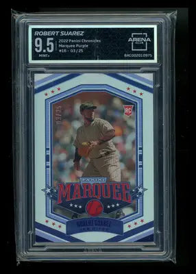 2022 Panini Chronicles Marquee Purple Robert Suarez #16 RC 03/25 Arena Club 9.5 - Baseball Card Single