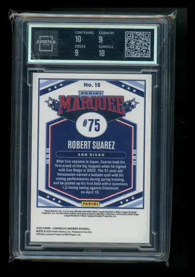 2022 Panini Chronicles Marquee Purple Robert Suarez #16 RC 03/25 Arena Club 9.5 - Baseball Card Single