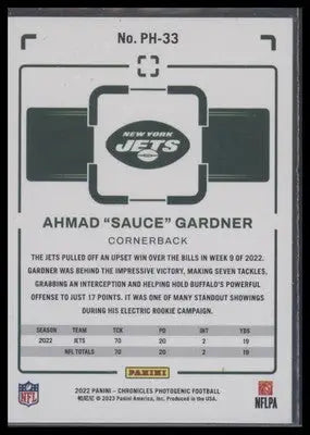 2022 Panini Chronicles #PH-33 Ahmad ’Sauce’ Gardner Photogenic - Football Card Single