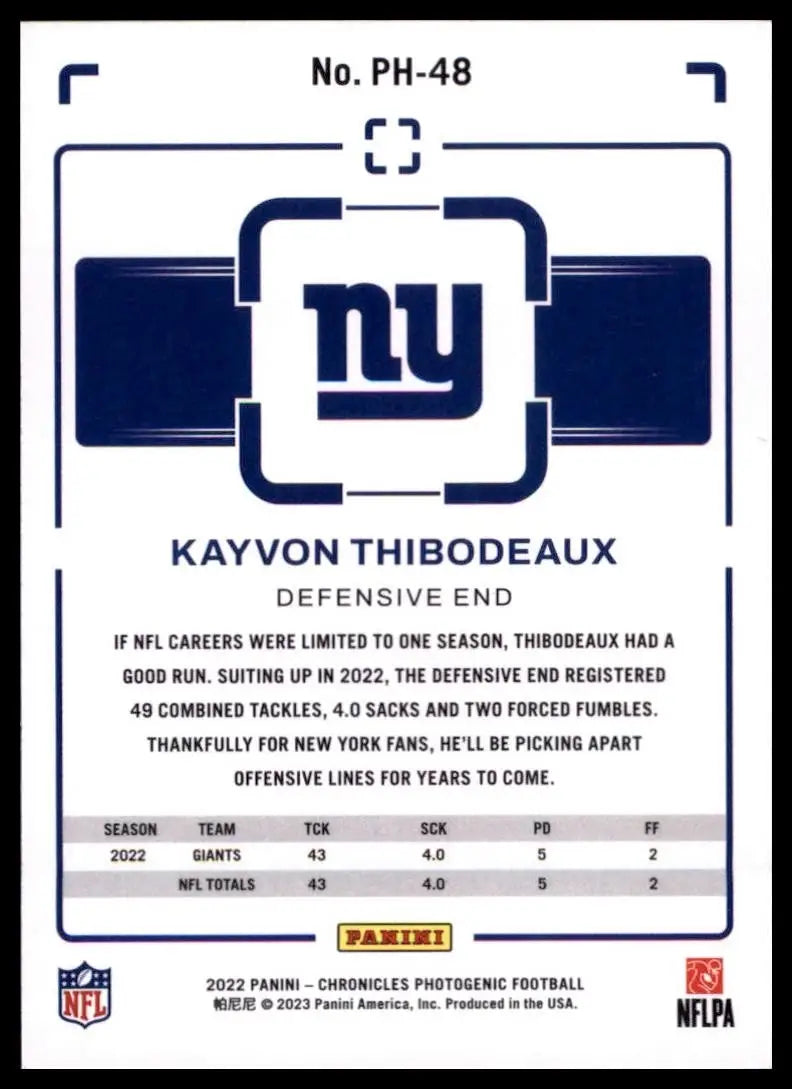 2022 Panini Chronicles - Photogenic Kayvon Thibodeaux #PH-48 (RC) - Football Card Single