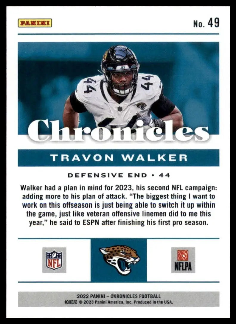 2022 Panini Chronicles Pink Travon Walker #49 Rookie Jacksonville Jaguars Card - Football Card Single