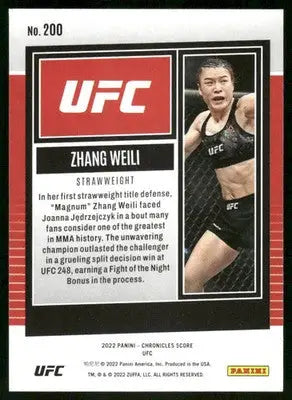 2022 Panini Chronicles Score UFC Zhang Weili #200 Mixed Martial Arts - UFC/MMA Card Single