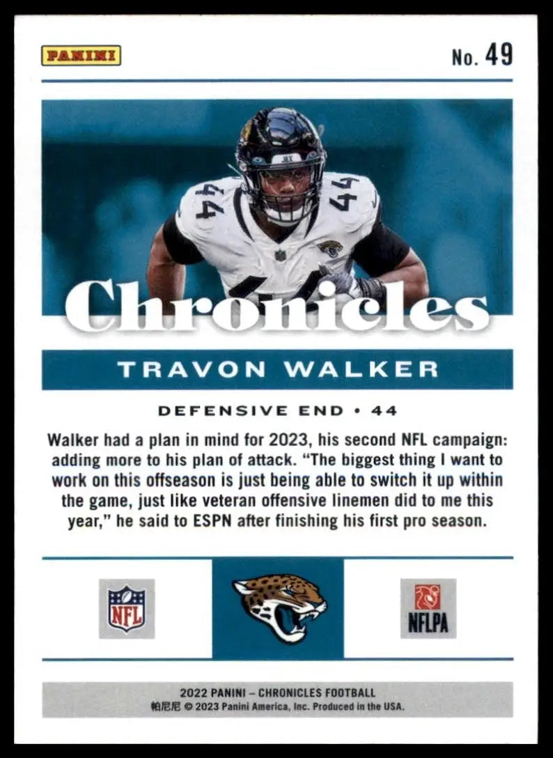 2022 Panini Chronicles Travon Walker #49 Rookie Jacksonville Jaguars Football - Football Card Single