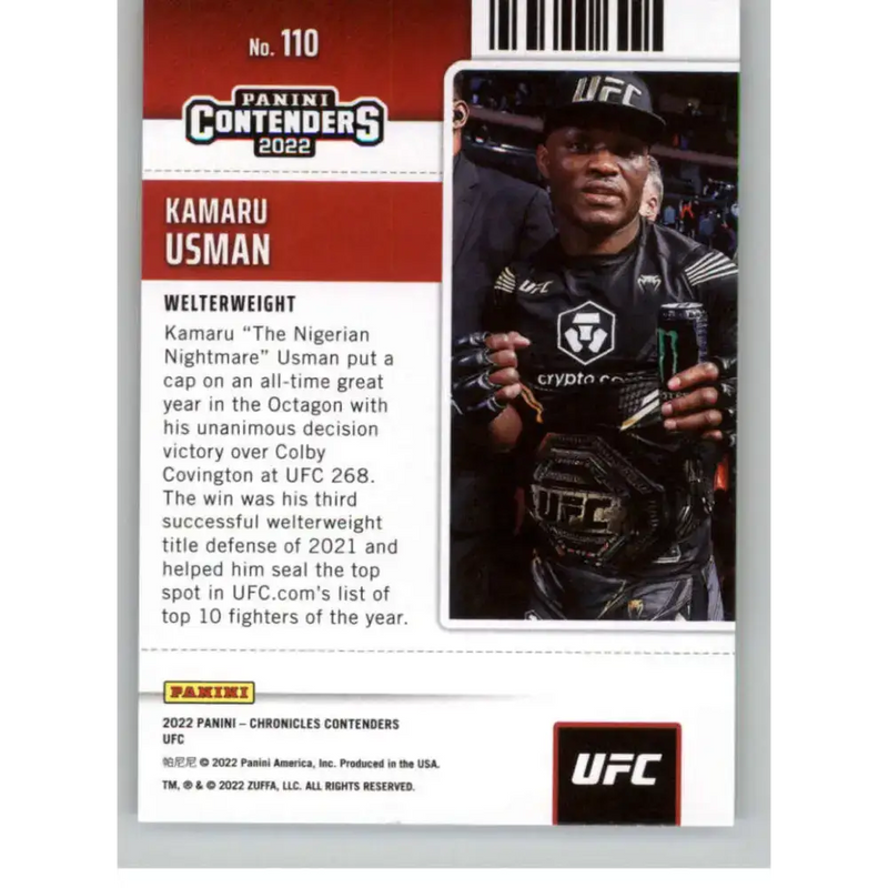 2022 Panini Chronicles UFC #110 Kamaru Usman NM-MT Welterweight MMA Card - UFC/MMA Card Single