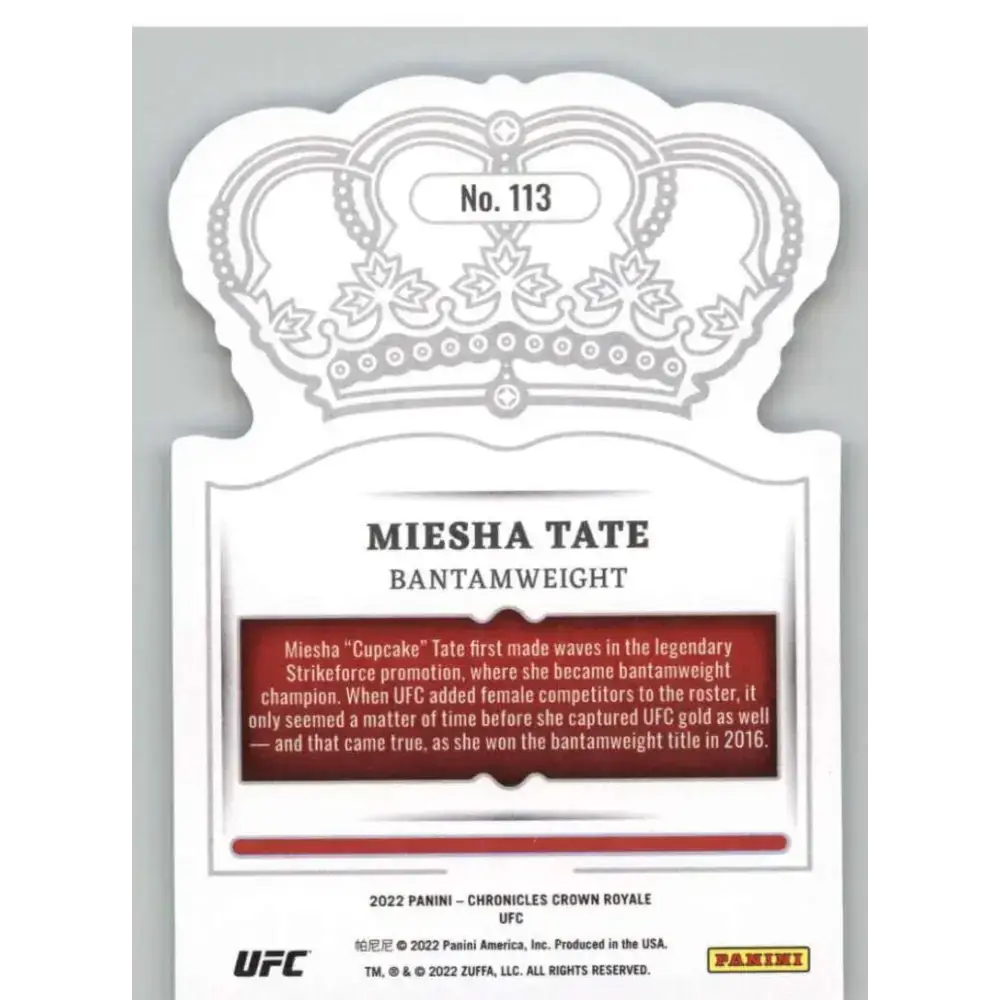 2022 Panini Chronicles UFC #113 Miesha Tate NM-MT Bantamweight MMA Card - UFC/MMA Card Single