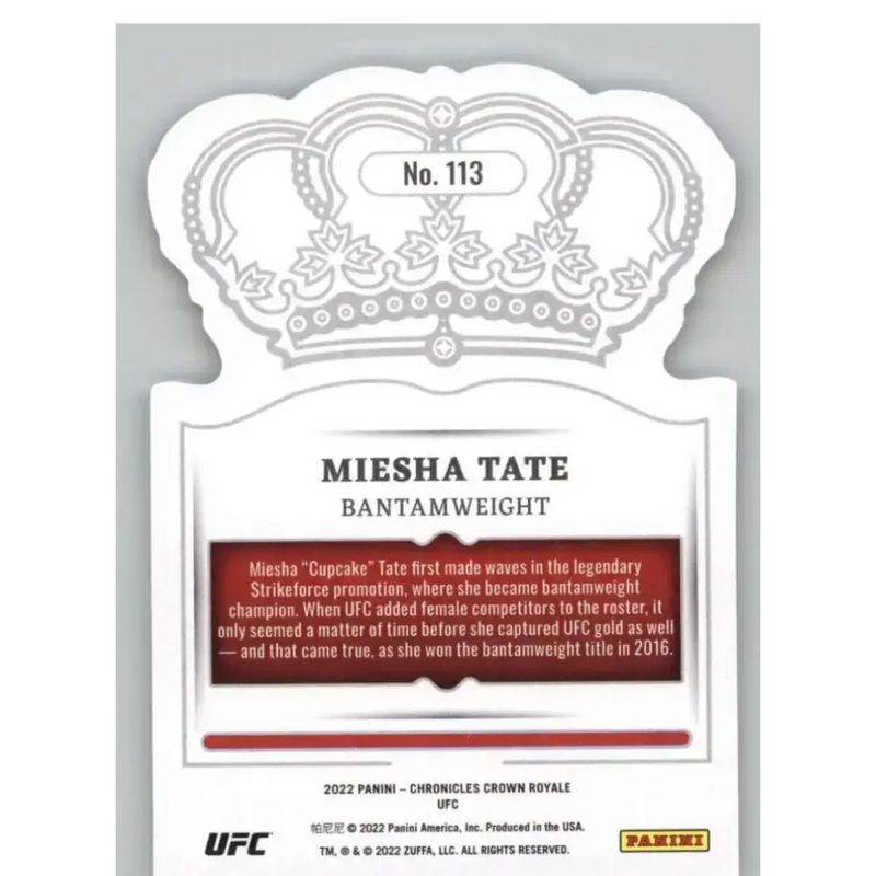 2022 Panini Chronicles UFC #113 Miesha Tate NM-MT Bantamweight MMA Card - UFC/MMA Card Single
