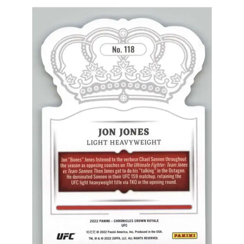 2022 Panini Chronicles UFC #118 Jon Jones NM-MT Light Heavyweight MMA Card - UFC/MMA Card Single