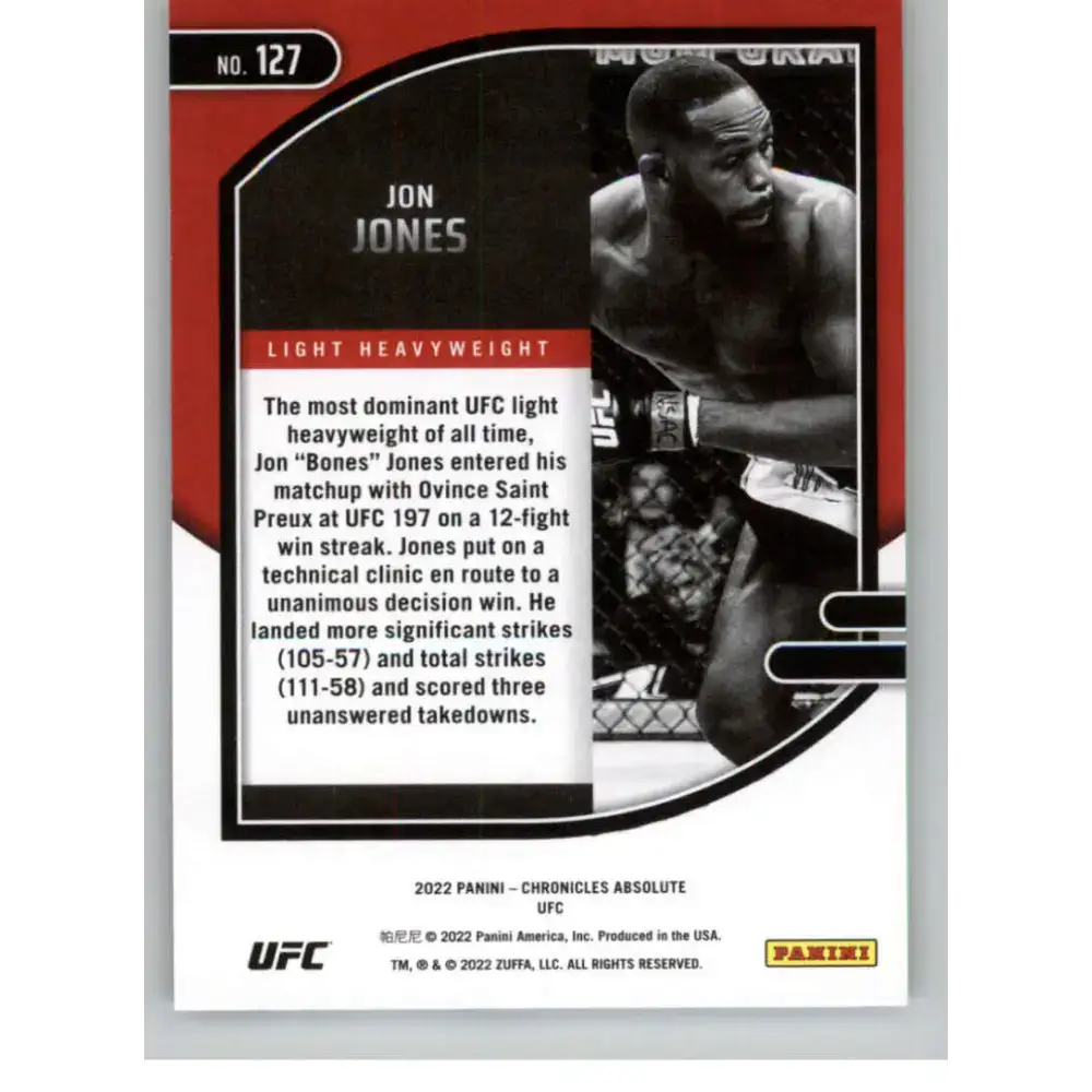 2022 Panini Chronicles UFC #127 Jon Jones NM-MT Light Heavyweight MMA Card - UFC/MMA Card Single