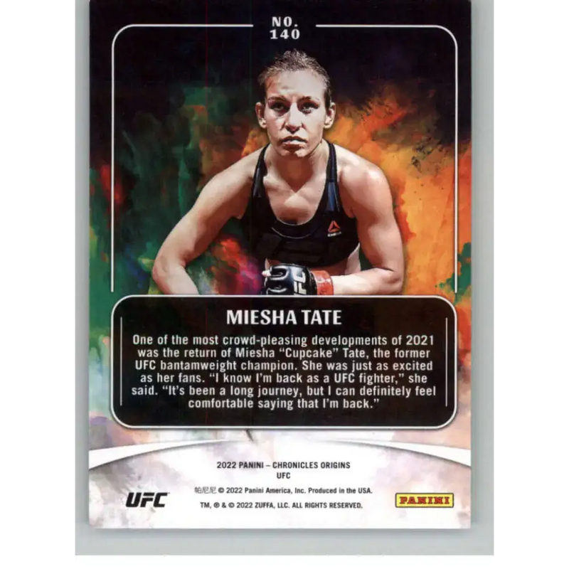 2022 Panini Chronicles UFC #140 Miesha Tate NM-MT Bantamweight MMA Card - UFC/MMA Card Single