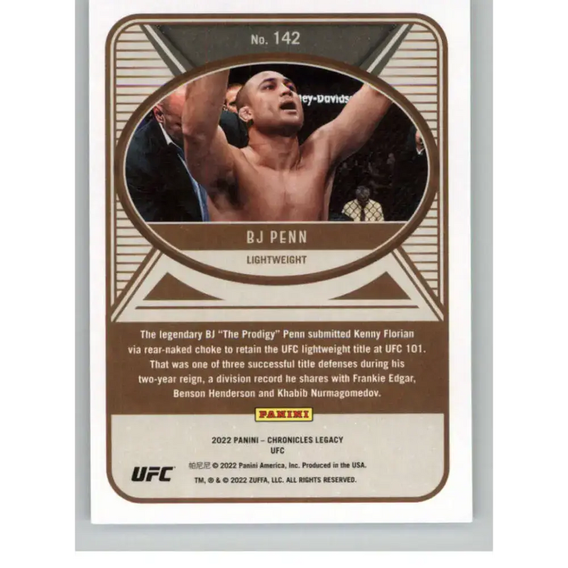 2022 Panini Chronicles UFC #142 BJ Penn NM-MT Lightweight MMA Card - UFC/MMA Card Single