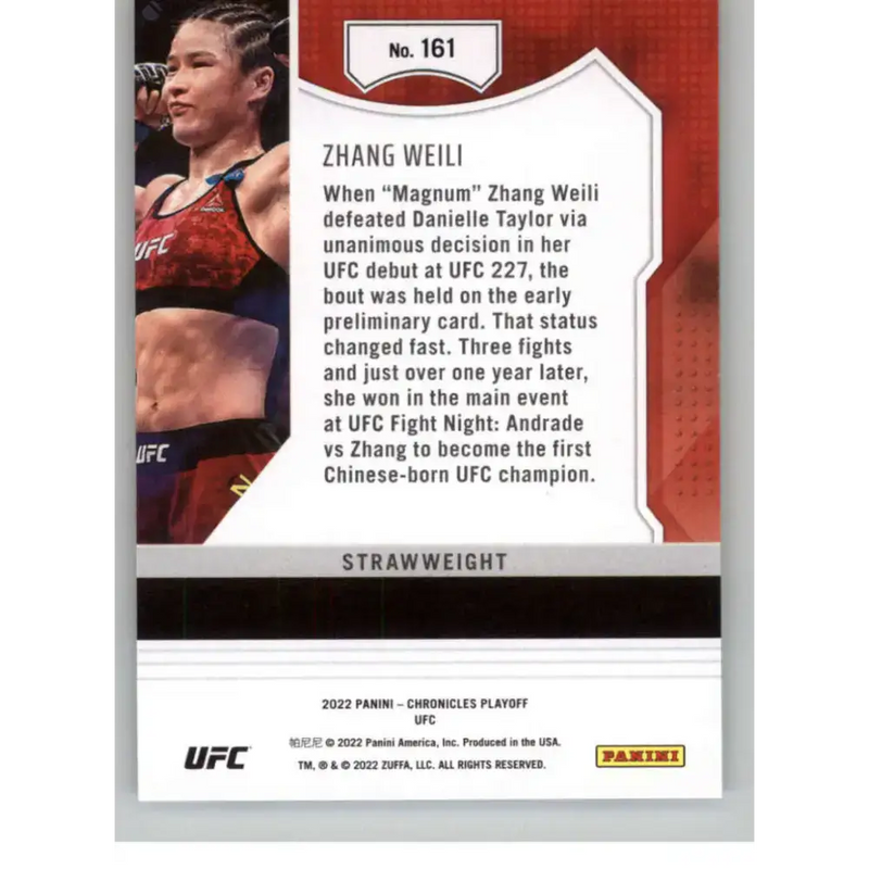2022 Panini Chronicles UFC #161 Zhang Weili NM-MT Strawweight MMA Card - UFC/MMA Card Single