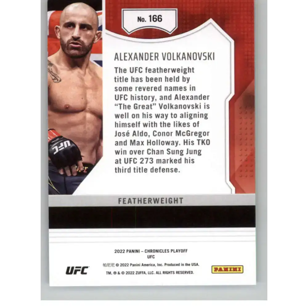 2022 Panini Chronicles UFC #166 Alexander Volkanovski NM-MT Featherweight MMA Card - UFC/MMA Card Single