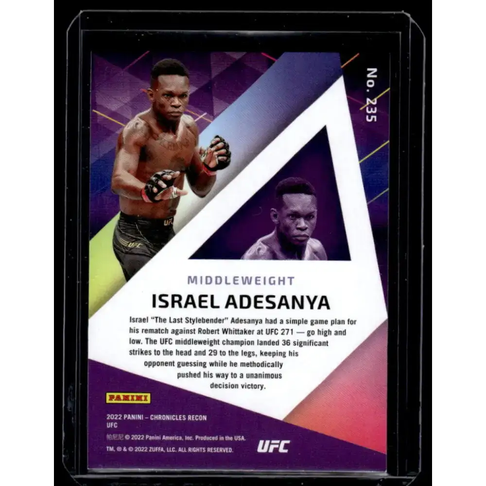 2022 Panini Chronicles UFC #235 Israel Adesanya NM-MT Middleweight MMA Card - UFC/MMA Card Single