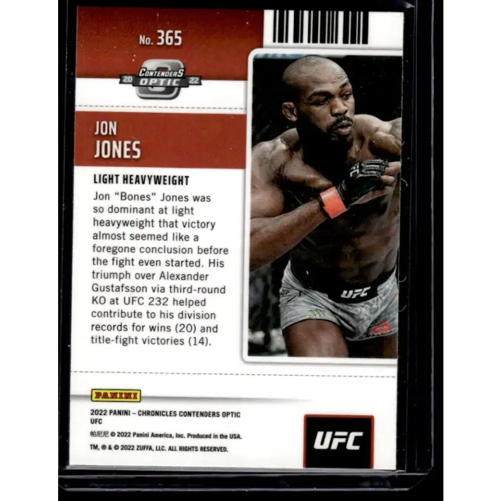 2022 Panini Chronicles UFC #365 Jon Jones NM-MT Light Heavyweight MMA Card - UFC/MMA Card Single