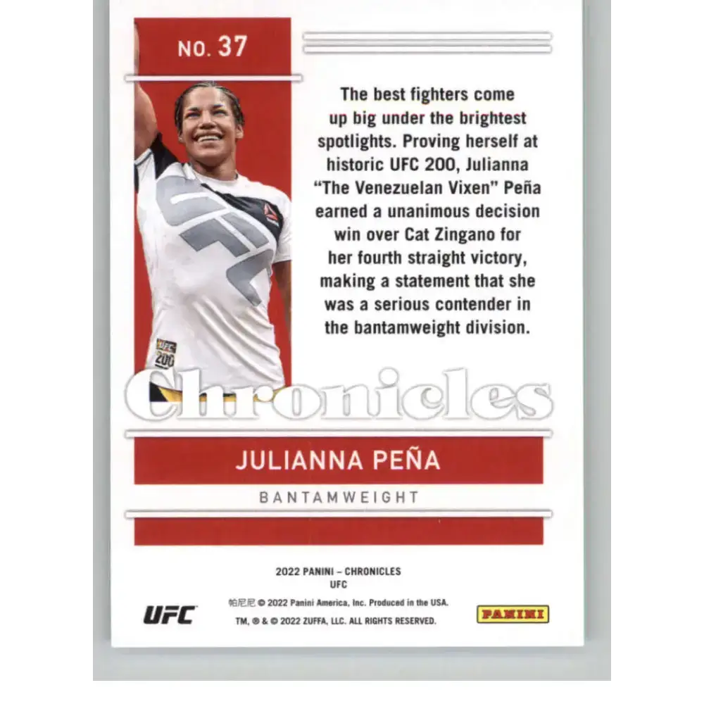 2022 Panini Chronicles UFC #37 Julianna Pena NM-MT Bantamweight MMA Card - UFC/MMA Card Single