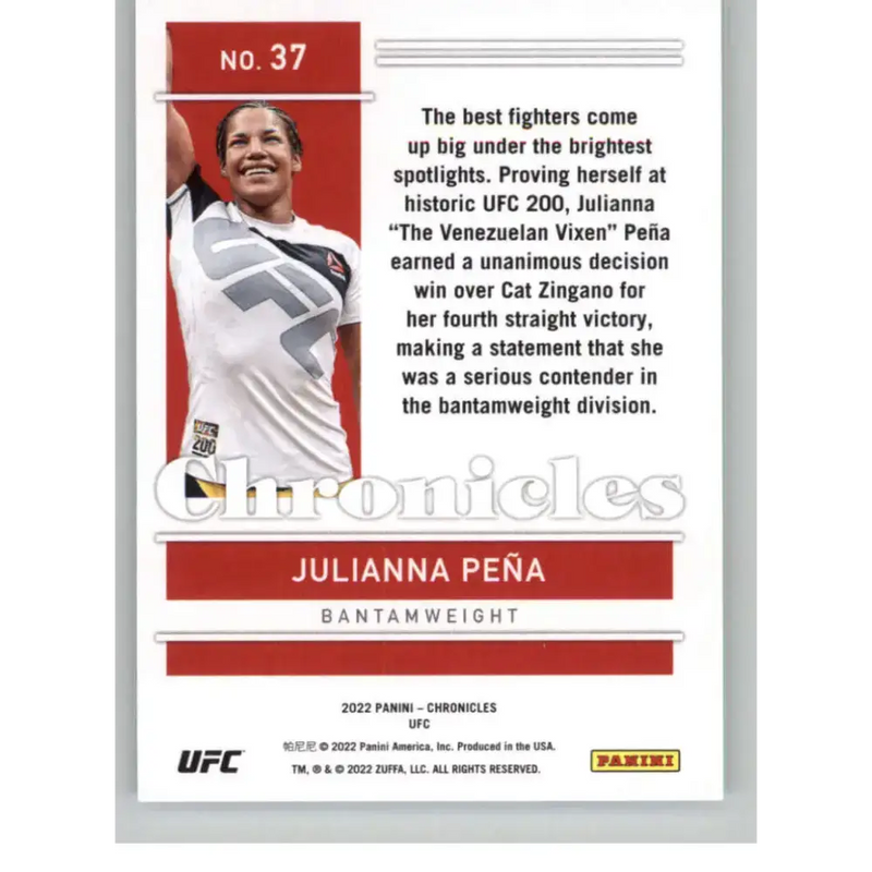 2022 Panini Chronicles UFC #37 Julianna Pena NM-MT Bantamweight MMA Card - UFC/MMA Card Single