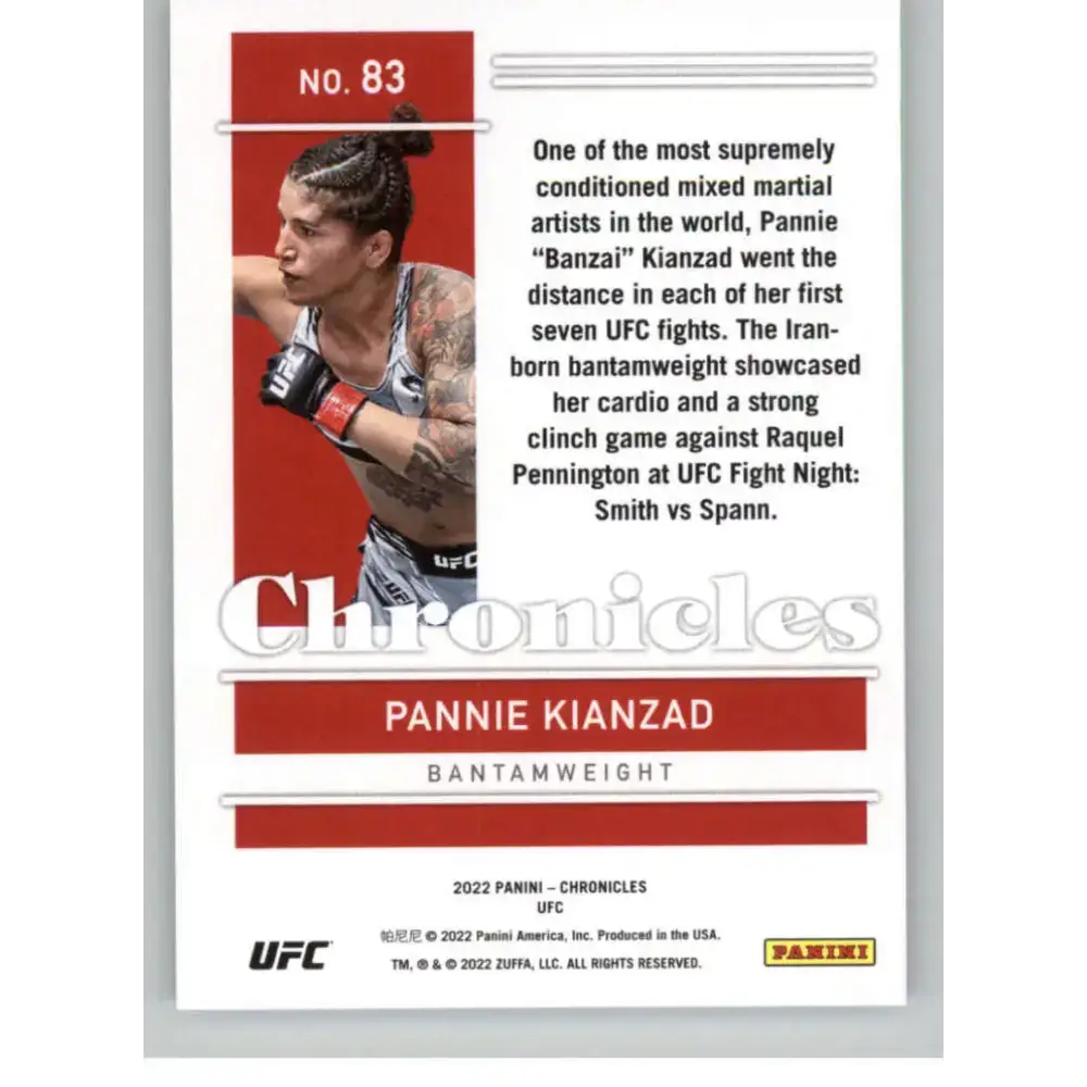 2022 Panini Chronicles UFC #83 Pannie Kianzad NM-MT RC Rookie Bantamweight MMA Card - UFC/MMA Card Single