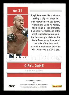 2022 Panini Chronicles UFC Ciryl Gane #31 Mixed Martial Arts (MMA) - UFC/MMA Card Single