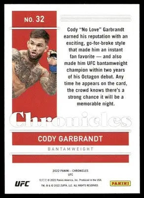 2022 Panini Chronicles UFC Cody Garbrandt #32 Mixed Martial Arts (MMA) - UFC/MMA Card Single
