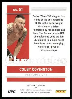 2022 Panini Chronicles UFC Colby Covington #51 Mixed Martial Arts (MMA) - UFC/MMA Card Single
