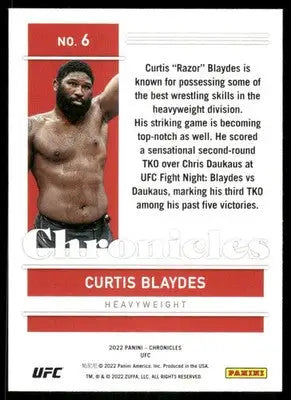 2022 Panini Chronicles UFC Curtis Blaydes #6 Mixed Martial Arts - UFC/MMA Card Single