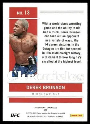 2022 Panini Chronicles UFC Derek Brunson #13 Mixed Martial Arts (MMA) - UFC/MMA Card Single