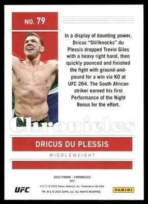 2022 Panini Chronicles UFC Dricus Du Plessis #79 RC Mixed Martial Arts (MMA) - UFC/MMA Card Single