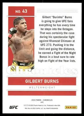 2022 Panini Chronicles UFC Gilbert Burns #43 Bronze Mixed Martial Arts - UFC/MMA Card Single
