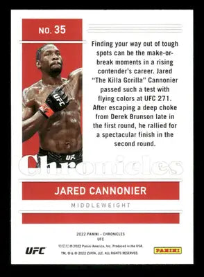 2022 Panini Chronicles UFC Jared Cannonier #35 Mixed Martial Arts (MMA) - UFC/MMA Card Single