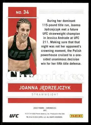 2022 Panini Chronicles UFC Joanna Jedrzejczyk #34 Mixed Martial Arts - UFC/MMA Card Single
