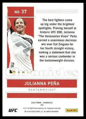 2022 Panini Chronicles UFC Julianna Peña #37 Mixed Martial Arts (MMA) - UFC/MMA Card Single