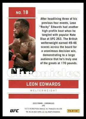 2022 Panini Chronicles UFC Leon Edwards #18 Mixed Martial Arts - UFC/MMA Card Single