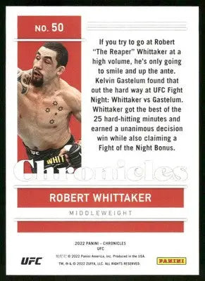2022 Panini Chronicles UFC Robert Whittaker #50 Mixed Martial Arts - UFC/MMA Card Single
