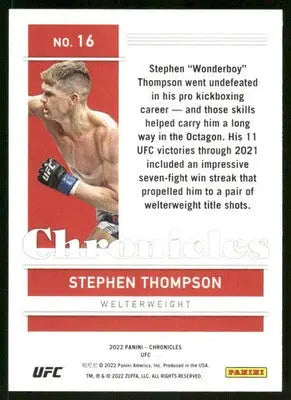 2022 Panini Chronicles UFC Stephen Thompson #16 Mixed Martial Arts - UFC/MMA Card Single