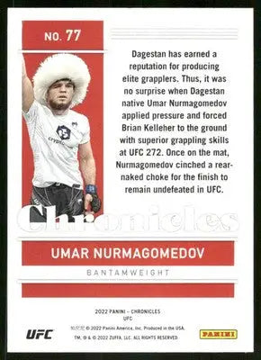 2022 Panini Chronicles UFC Umar Nurmagomedov #77 RC Mixed Martial Arts (MMA) - UFC/MMA Card Single