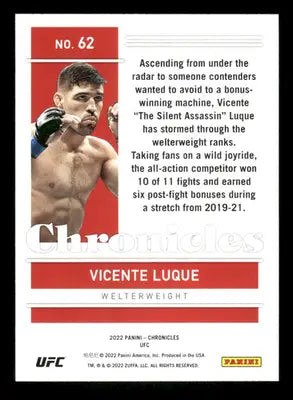 2022 Panini Chronicles UFC Vicente Luque #62 Mixed Martial Arts (MMA)
