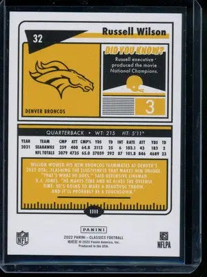 2022 Panini Classics Timeless Tributes Russell Wilson #111 076/125 Blue Football - Football Card Single