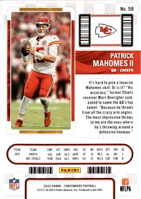 2022 Panini Contenders #58 Patrick Mahomes II - Football Card Single