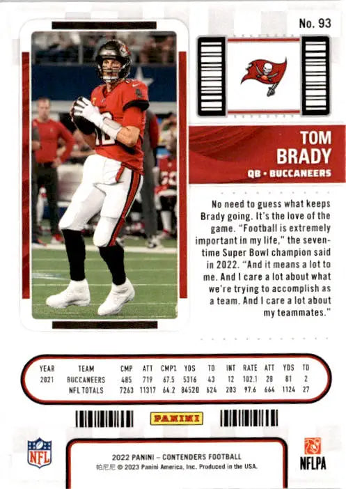 2022 Panini Contenders #93 Tom Brady - Football Card Single