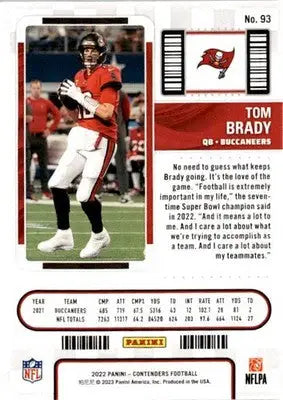 2022 Panini Contenders #93 Tom Brady - Football Card Single