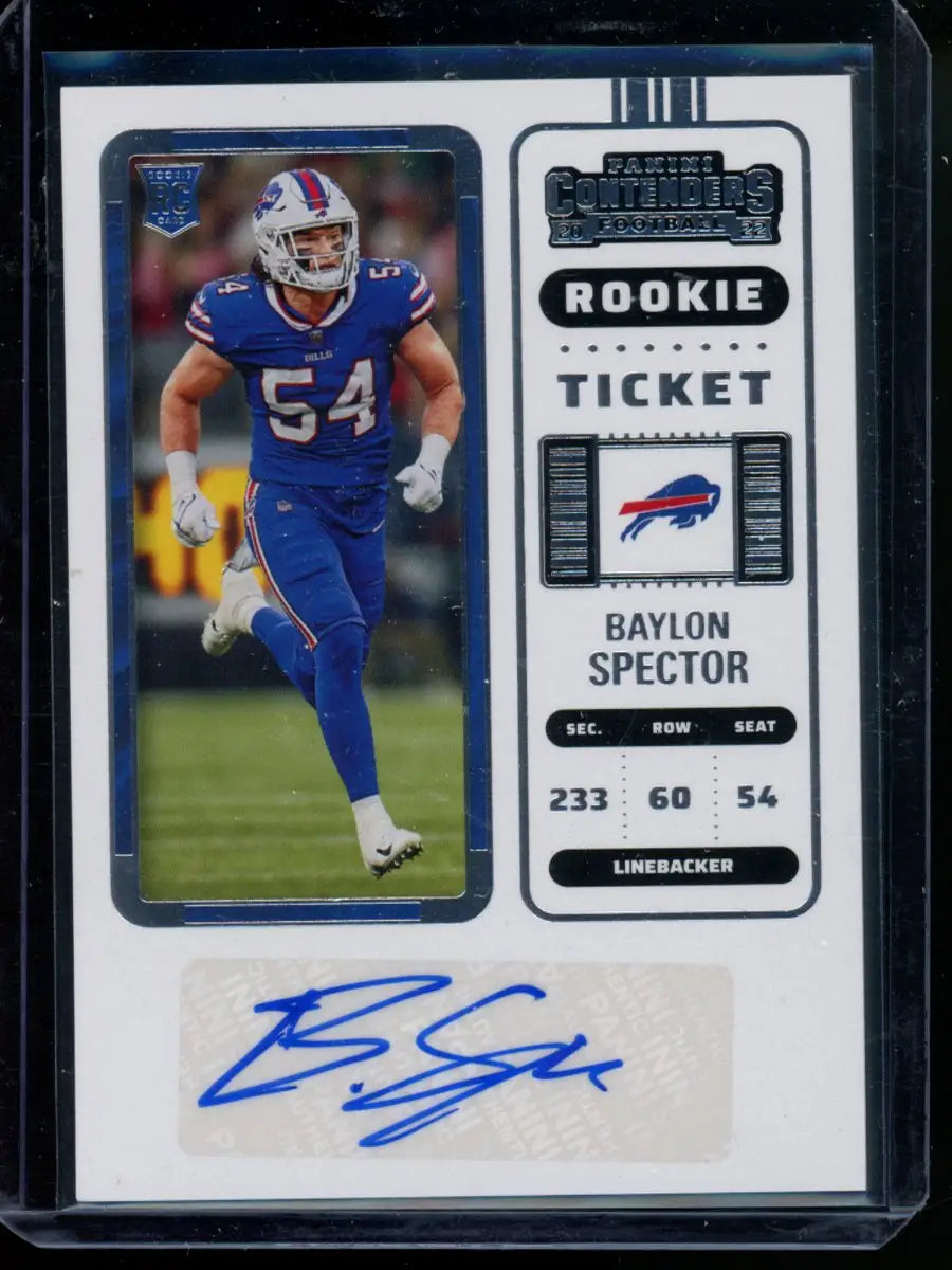 Panini Contenders Baylon Spector autographed rookie football card for 2022 Panini Contenders