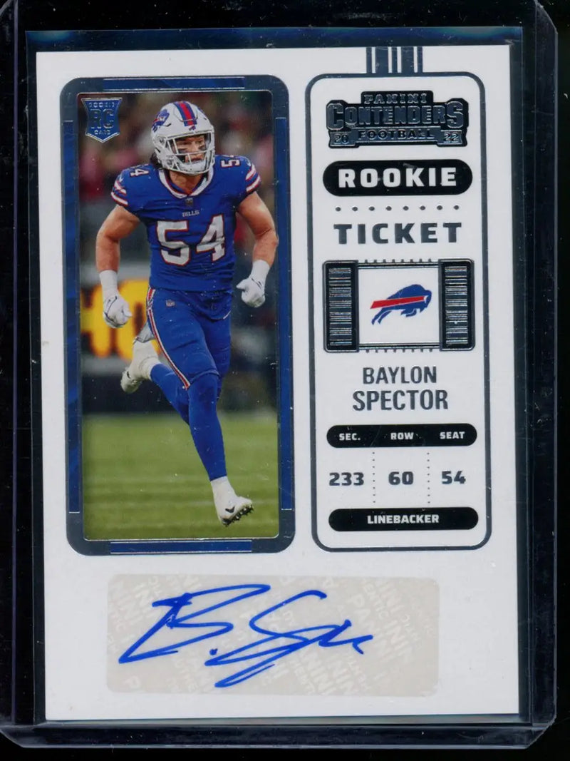 Panini Contenders Baylon Spector autographed rookie football card for 2022 Panini Contenders