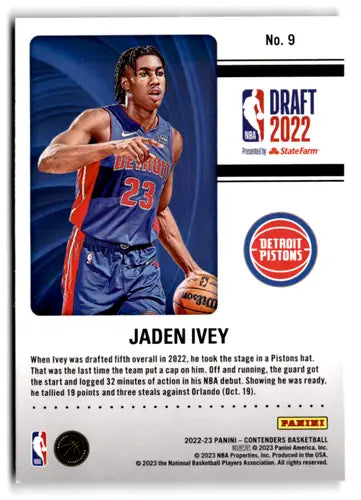 2022 Panini Contenders Draft Class #9 Jaden Ivey NM-MT Pistons ID:76242 - Basketball Card Single