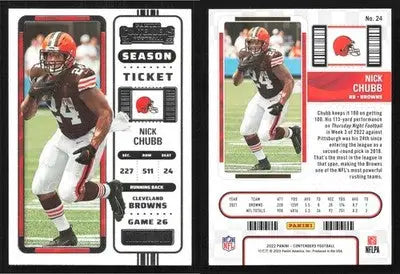 2022 Panini Contenders NICK CHUBB #24 Cleveland Browns - Football Card Single