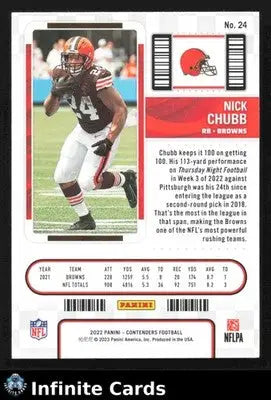 2022 Panini Contenders NICK CHUBB #24 Cleveland Browns - Football Card Single